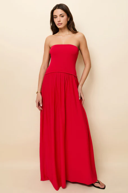 Strapless Soglio Dress Lipstick Red